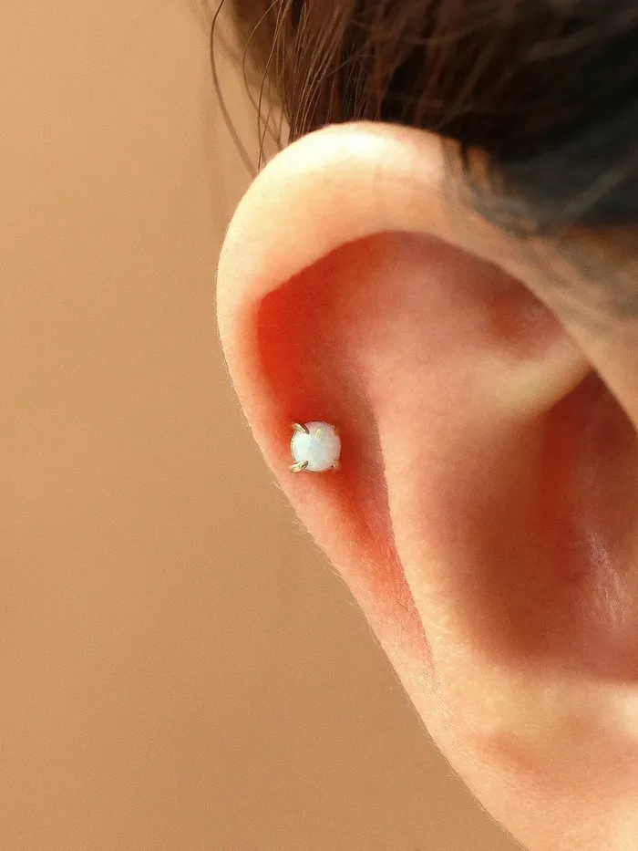 MinimalBijoux Earrings 14K Gold Opal Cartilage Earring 18G16G