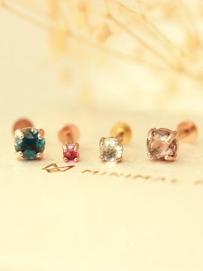 MinimalBijoux Earrings 14K Gold Rose Cut Cubic 4 pronged Cartilage Earring 20G18G16G MinimalBijoux Earrings 14K Gold Rose Cut Cubic 4 pronged Cartilage Earring 20G18G16G