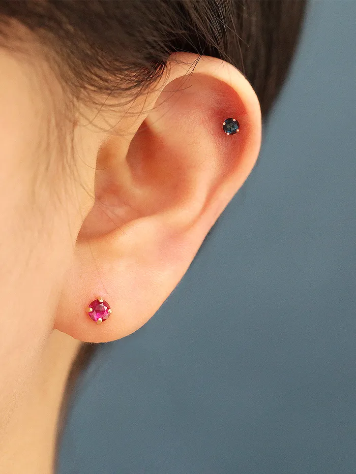 MinimalBijoux Earrings 14K Gold Rose Cut Cubic 4 pronged Cartilage Earring 20G18G16G
