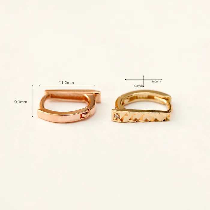 MinimalBijoux Earrings 14K Gold Stick Cubic Cartilage Hoop Earring