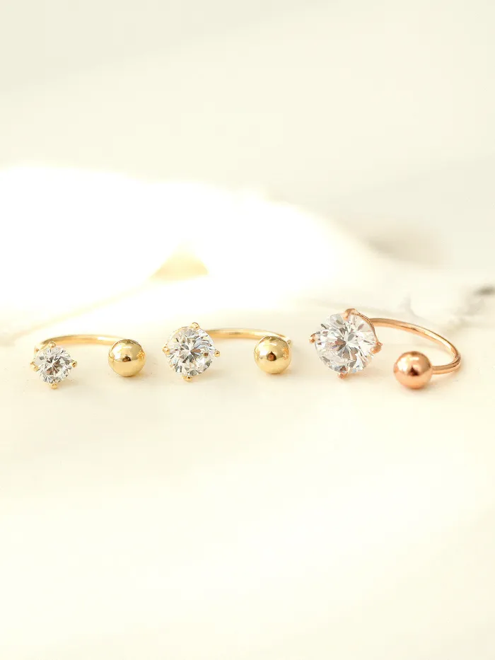 MinimalBijoux PreStyled Sets 14K Gold Ball Cubic Tragus Piercing 20G