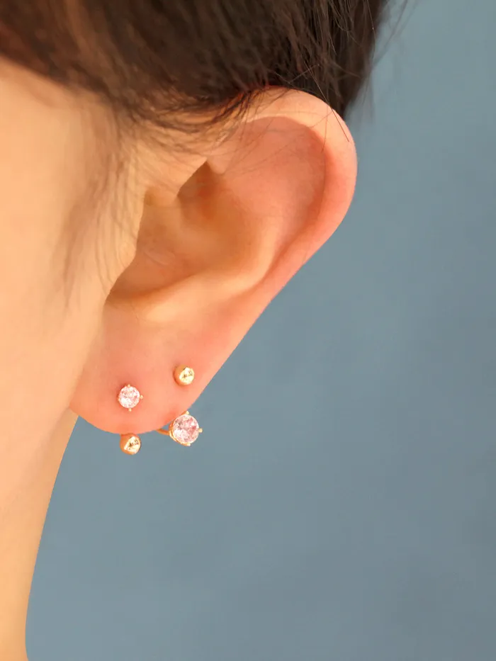 MinimalBijoux PreStyled Sets 14K Gold Ball Cubic Tragus Piercing 20G