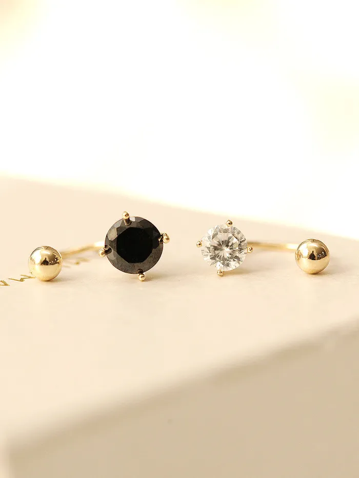 MinimalBijoux PreStyled Sets 14K Gold Ball Cubic Tragus Piercing 20G