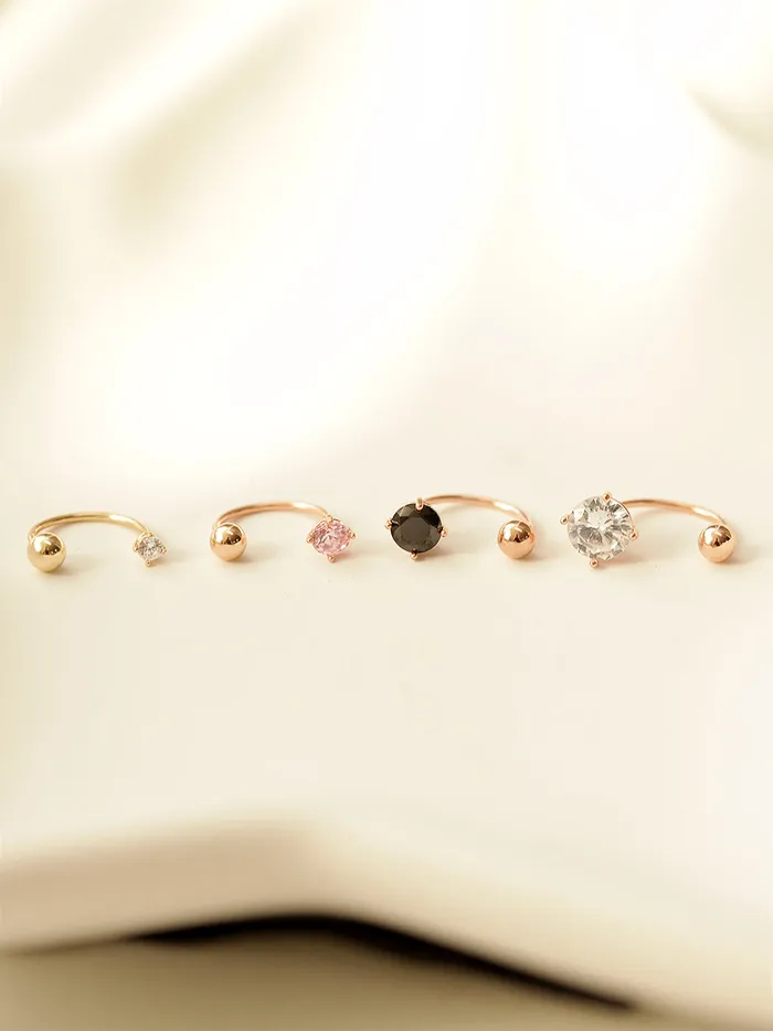 MinimalBijoux PreStyled Sets 14K Gold Ball Cubic Tragus Piercing 20G