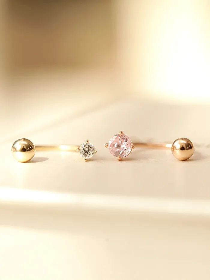 MinimalBijoux PreStyled Sets 14K Gold Ball Cubic Tragus Piercing 20G
