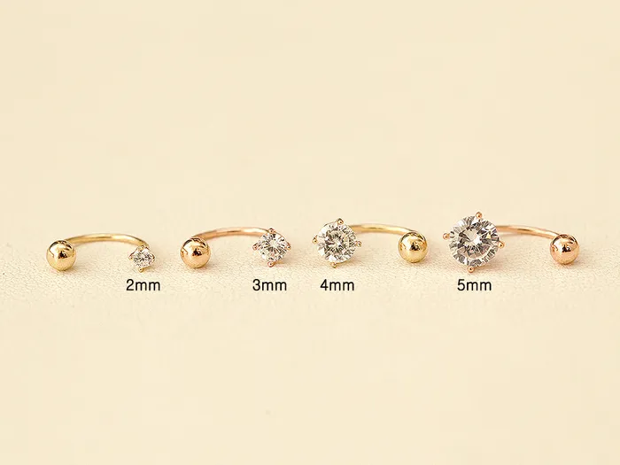 MinimalBijoux PreStyled Sets 14K Gold Ball Cubic Tragus Piercing 20G