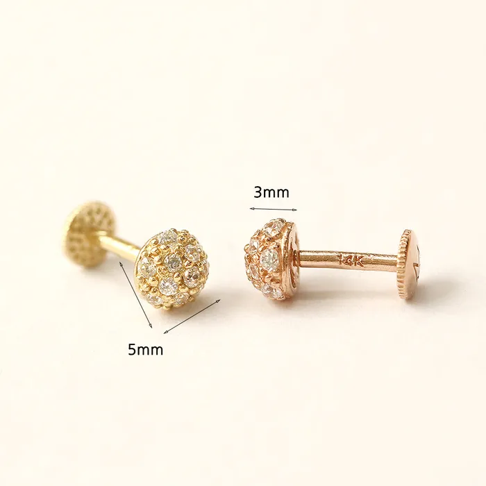 MinimalBijoux PreStyled Sets 14K Gold Cubic Hemisphere Labret Piercing 18G16G