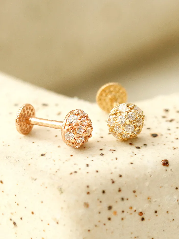 MinimalBijoux PreStyled Sets 14K Gold Cubic Hemisphere Labret Piercing 18G16G