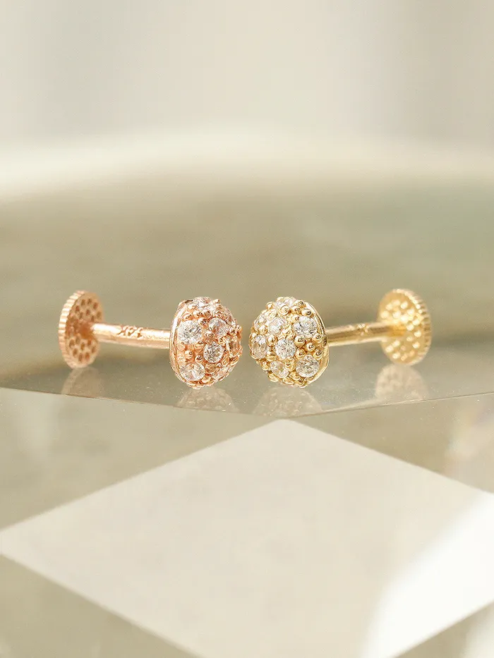 MinimalBijoux PreStyled Sets 14K Gold Cubic Hemisphere Labret Piercing 18G16G