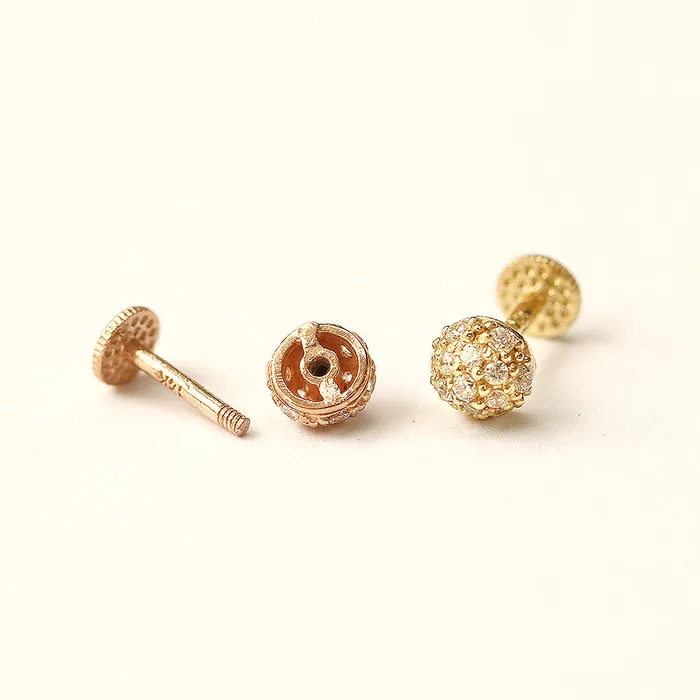 MinimalBijoux PreStyled Sets 14K Gold Cubic Hemisphere Labret Piercing 18G16G