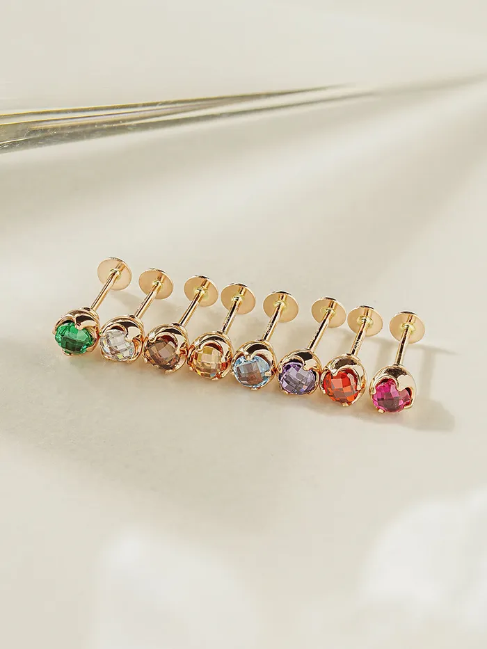 MinimalBijoux PreStyled Sets 14K Gold Cubic Point Tulip External Labret Piercing 20G