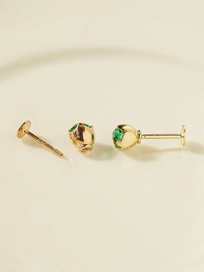 MinimalBijoux PreStyled Sets 14K Gold Cubic Point Tulip External Labret Piercing 20G
