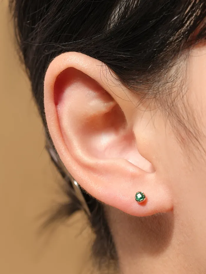 MinimalBijoux PreStyled Sets 14K Gold Cubic Point Tulip External Labret Piercing 20G