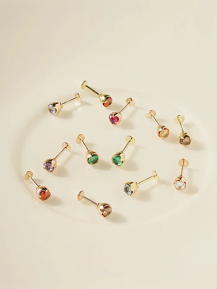 MinimalBijoux PreStyled Sets 14K Gold Cubic Point Tulip External Labret Piercing 20G