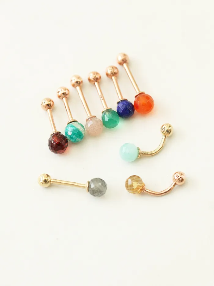 MinimalBijoux PreStyled Sets 14K Gold Gemstone Rook Piercing 18G16G