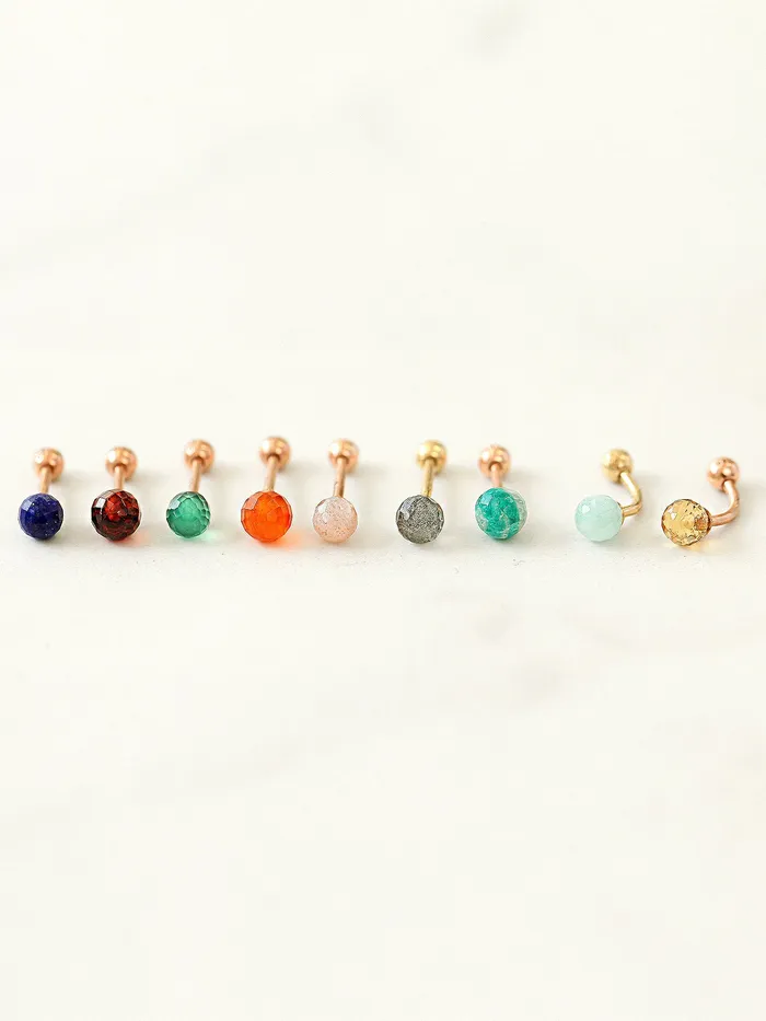 MinimalBijoux PreStyled Sets 14K Gold Gemstone Rook Piercing 18G16G