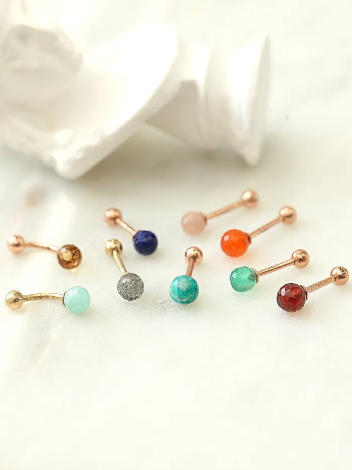 MinimalBijoux PreStyled Sets 14K Gold Gemstone Rook Piercing 18G16G