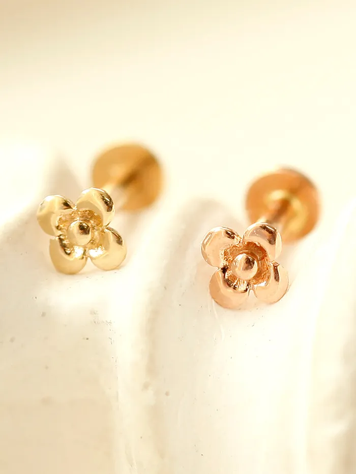 MinimalBijoux PreStyled Sets 14K Gold Mini Butterfly Flower Internally Threaded Labret Piercing 18G16G