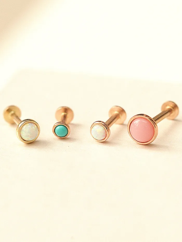MinimalBijoux PreStyled Sets 14K Gold Round Opal Internally Threaded Labret Piercing 18G16G MinimalBijoux PreStyled Sets 14K Gold Round Opal Internally Threaded Labret Piercing 18G16G