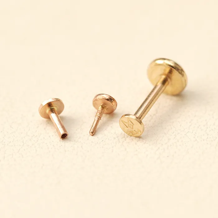 MinimalBijoux PreStyled Sets 14K Gold Round Opal Internally Threaded Labret Piercing 18G16G