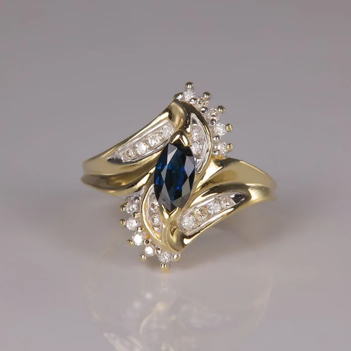 Moriartys Gem Art Rings 10K Yellow Gold Sapphire and Diamond Ring 60 Carats Moriartys Gem Art Rings 10K Yellow Gold Sapphire and Diamond Ring 60 Carats