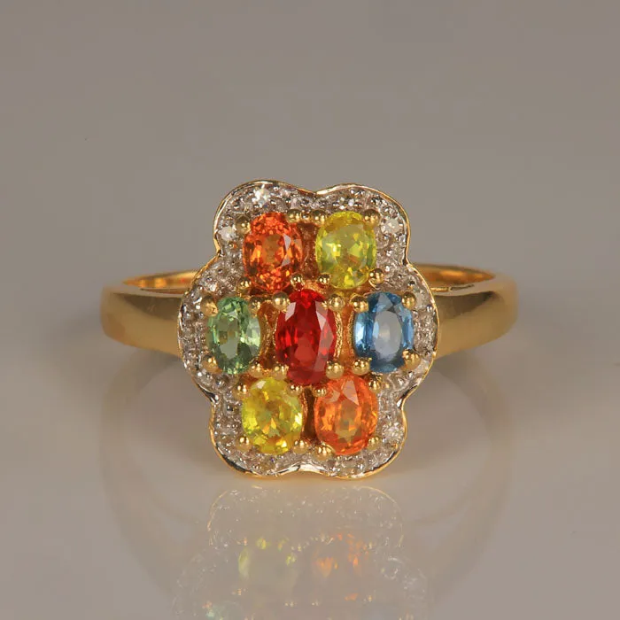 Moriartys Gem Art Rings 14K Multi Color Sapphire Ruby and Diamond Accent Ring 150 Carats Moriartys Gem Art Rings 14K Multi Color Sapphire Ruby and Diamond Accent Ring 150 Carats