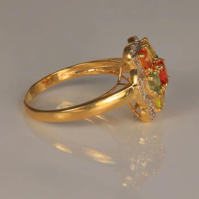Moriartys Gem Art Rings 14K Multi Color Sapphire Ruby and Diamond Accent Ring 150 Carats