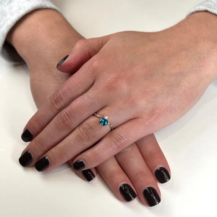 Moriartys Gem Art Rings 14K White Gold Blue Zircon and Diamond Ring 159 Carats