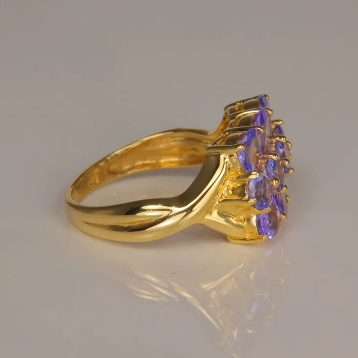 Moriartys Gem Art Rings 14K Yellow Gold Tanzanite Cluster Ring 100 Carat