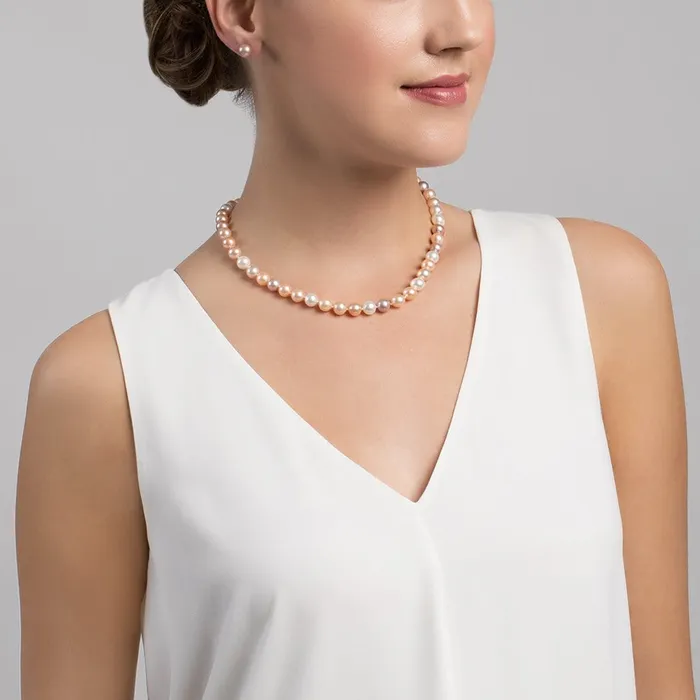 Necklaces 8085mm Freshwater Multicolor Pearl Necklace AAAA Quality SPT