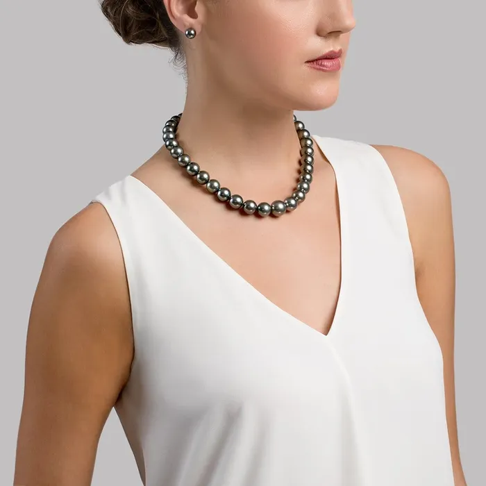 Necklaces Dark Round Tahitian Pearl Necklace 120140mm AAA Quality SPT