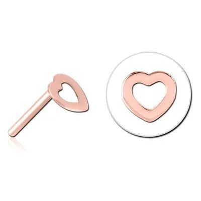 Necklaces Heart Outline Rose Gold Threadless End Tulsa Body Jewelry