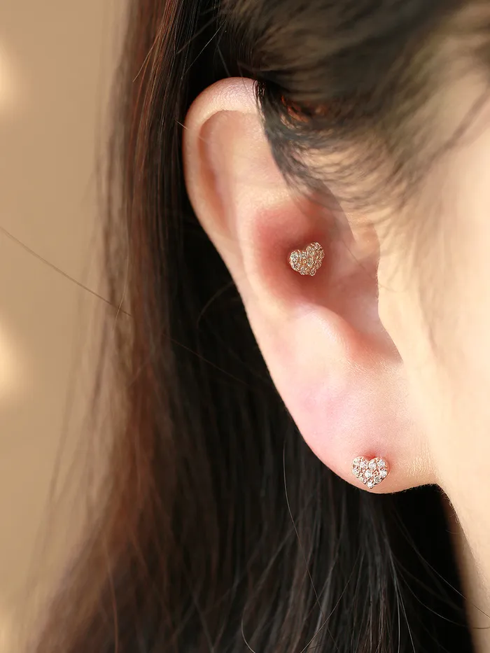 Necklaces MinimalBijoux 14K Gold CZ Volume Moon Star Heart Internally Threaded Labret Piercing 18G16G