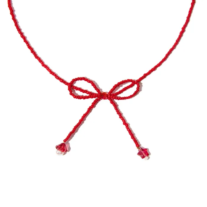 Necklaces shopsnackbreak Bowknot Necklace in Red