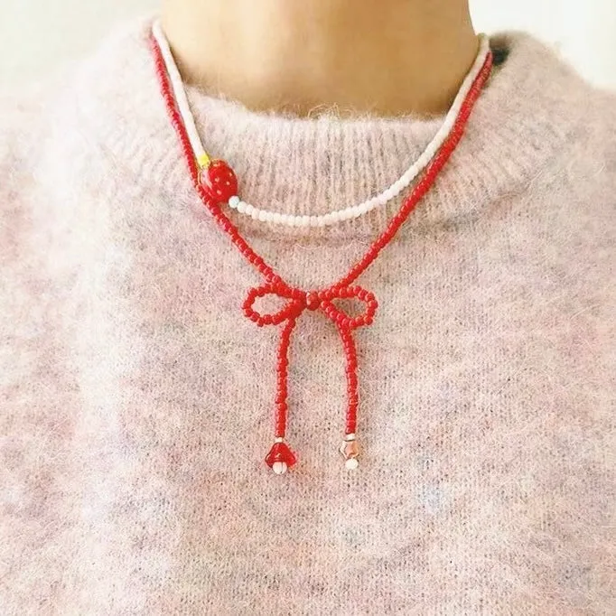 Necklaces shopsnackbreak Bowknot Necklace in Red Necklaces shopsnackbreak Bowknot Necklace in Red