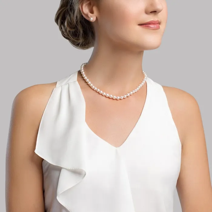 Necklaces SPT 5560mm Hanadama Akoya White Pearl Necklace