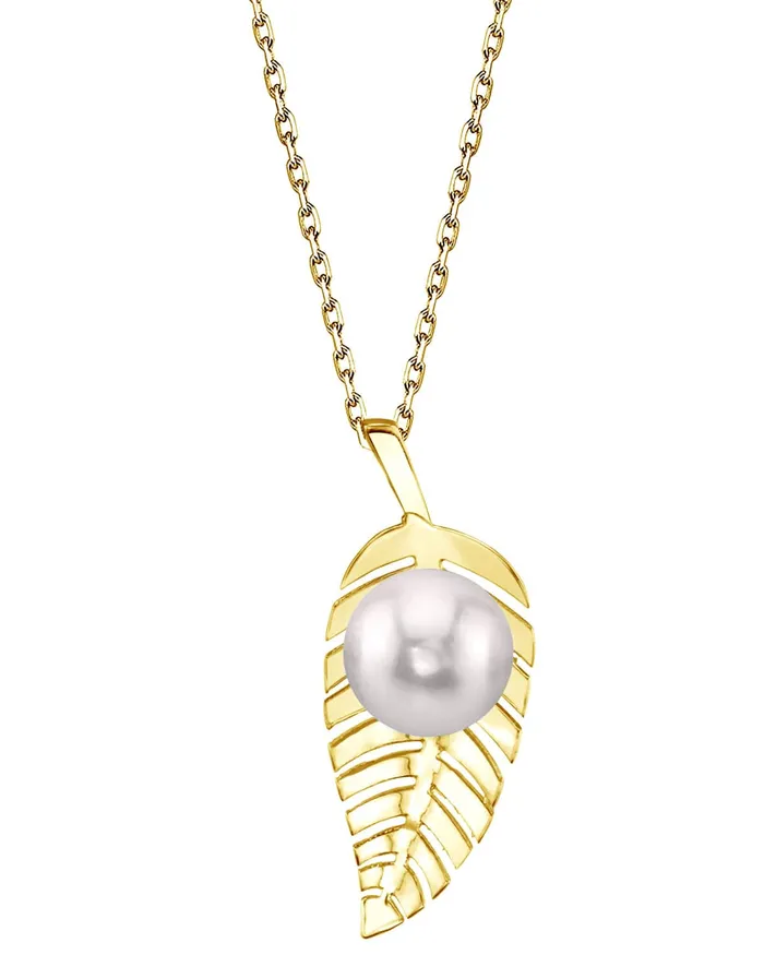 Necklaces SPT White Japanese Akoya Pearl Bahia Pendant 14K Gold