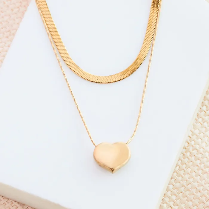 Necklaces Upakarna Layer Heart Snake Chain