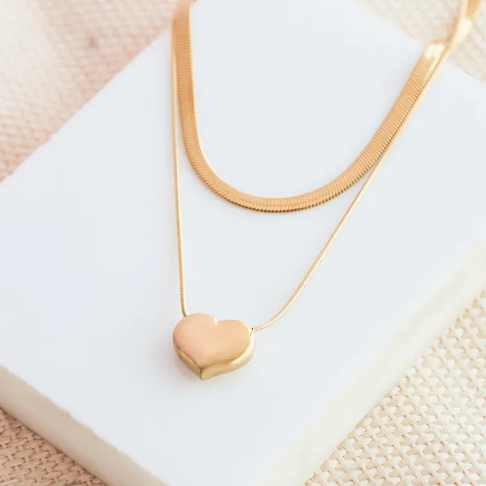 Necklaces Upakarna Layer Heart Snake Chain