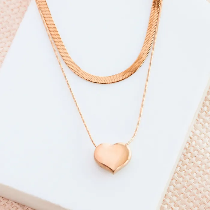 Necklaces Upakarna Layer Heart Snake Chain