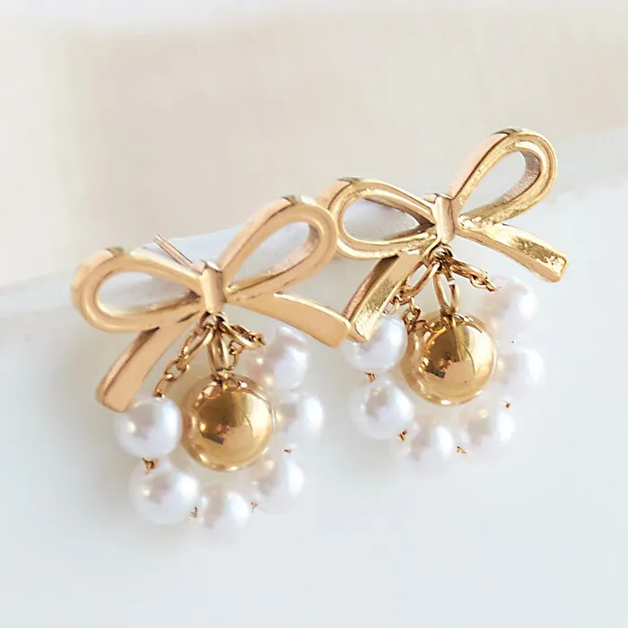 Necklaces Upakarna Pearl Bow Charm Necklace Gift Set