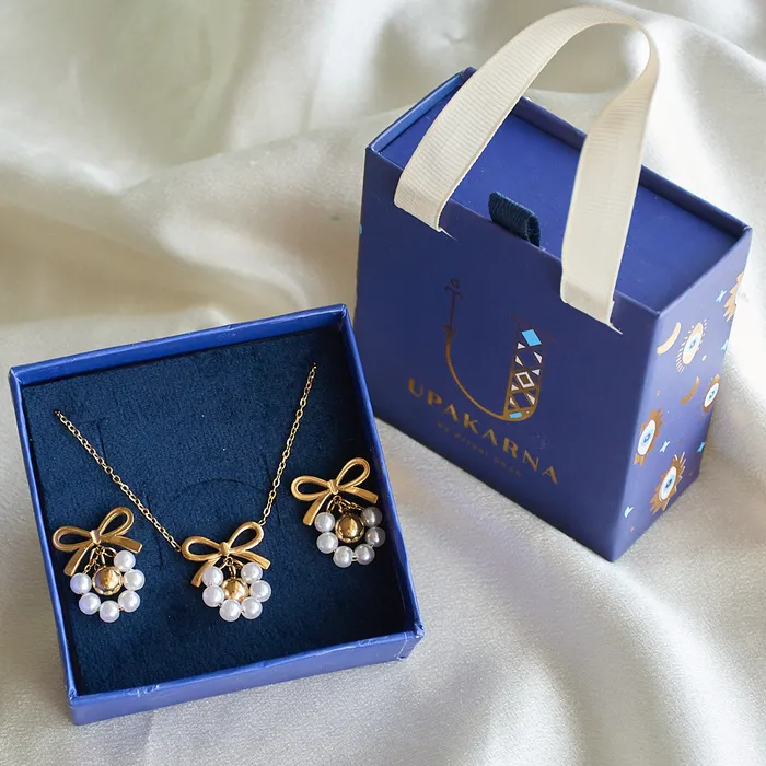 Necklaces Upakarna Pearl Bow Charm Necklace Gift Set