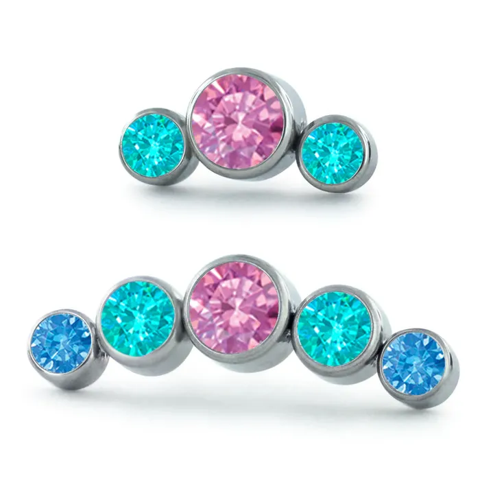 NeoMetal Dreamland Curved CZ Cluster Threadless End by NeoMetal Charm Necklaces