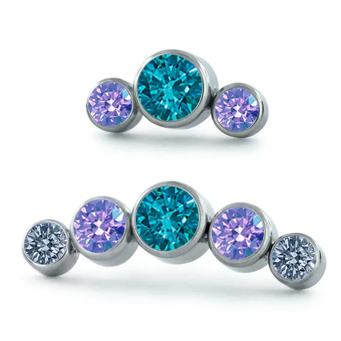 NeoMetal Dreamland Curved CZ Cluster Threadless End by NeoMetal Charm Necklaces