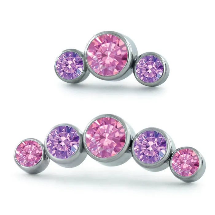 NeoMetal Dreamland Curved CZ Cluster Threadless End by NeoMetal Charm Necklaces