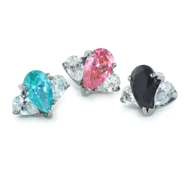 NeoMetal Rings Pear Cut CZ Fan Cluster End by NeoMetal Select Center CZ