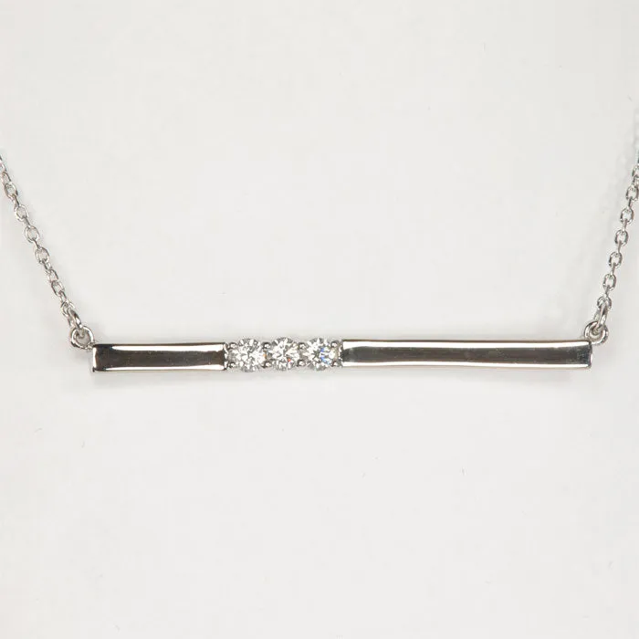 Platinum Bar Necklace with Three Natural Diamonds Moriartys Gem Art Necklaces Platinum Bar Necklace with Three Natural Diamonds Moriartys Gem Art Necklaces
