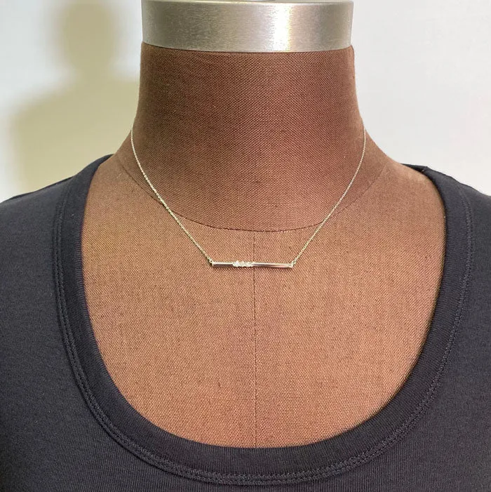 Platinum Bar Necklace with Three Natural Diamonds Moriartys Gem Art Necklaces