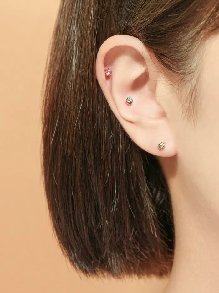 PreStyled Sets 14K Gold Shining Moissanite Internally Threaded Labret Piercing 20G18G16G MinimalBijoux