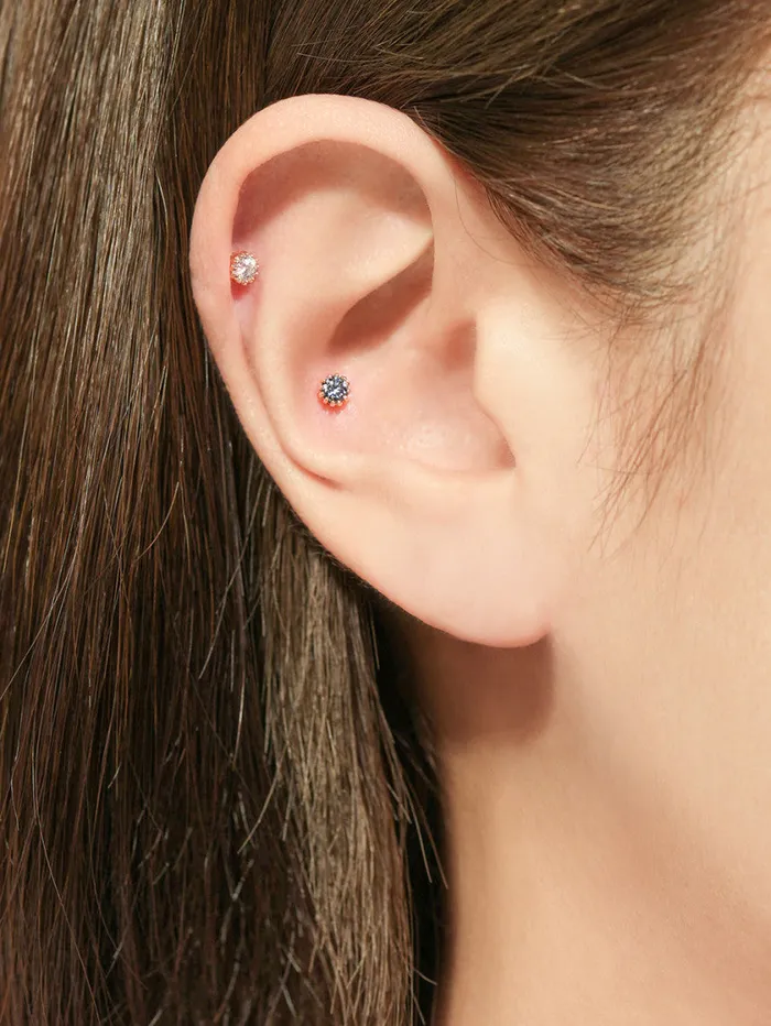 PreStyled Sets 14K Gold Shining Moissanite Internally Threaded Labret Piercing 20G18G16G MinimalBijoux